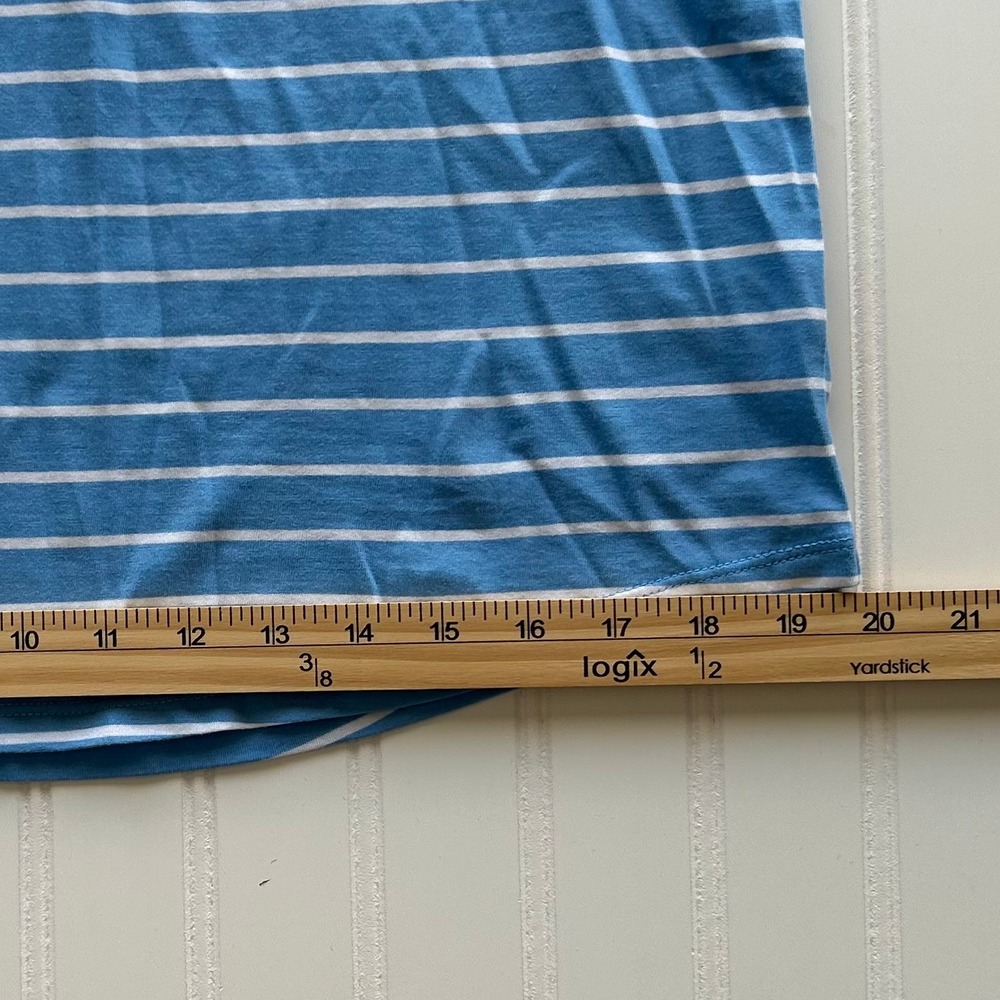 Talbots Muscle Tee (Mp) Blue White EXCELLENT Pima Cotton Striped Tank Top - Picture 4 of 8